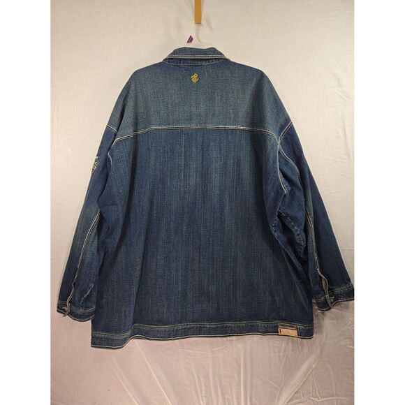 Y2K Rocawear Denim Jacket Vintage Hip-Hop Streetwear Oversized Jay-Z Era Mens 5X - Picture 8 of 12